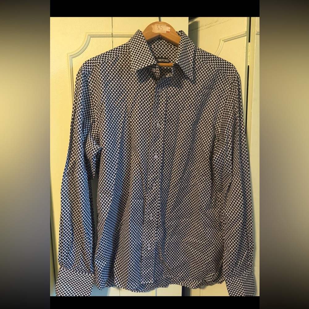 Tom Ford Black and White Polka Dot Dress Shirt